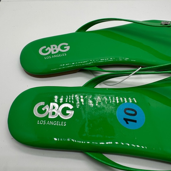 GBC Los Angeles Glossy Green Flip Flop Sandals NWOT Size 10 - Picture 3 of 6